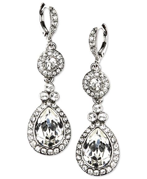 givenchy earrings silver tone swarovski element double drop earrings|Givenchy Pixel Silvertone & Swarovski Crystal Drop Earrings.